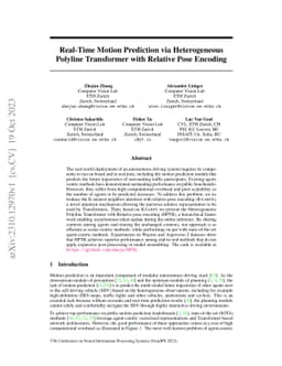 Real-Time Motion Prediction via Heterogeneous Polyline Transformer with
  Relative Pose Encoding