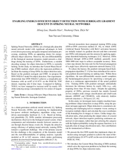 Enabling energy-Efficient object detection with surrogate gradient
  descent in spiking neural networks
