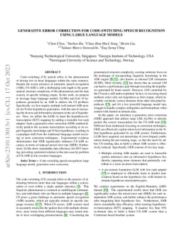 Generative error correction for code-switching speech recognition using
  large language models