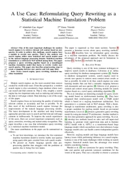 A Use Case: Reformulating Query Rewriting as a Statistical Machine
  Translation Problem