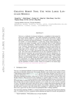 Creative Robot Tool Use with Large Language Models
