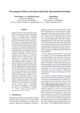Do Language Models Learn about Legal Entity Types during Pretraining?