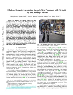 Efficient, Dynamic Locomotion through Step Placement with Straight Legs
  and Rolling Contacts
