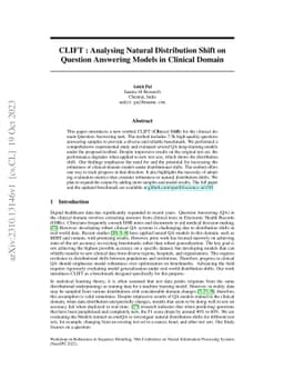 CLIFT: Analysing Natural Distribution Shift on Question Answering Models
  in Clinical Domain