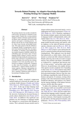 Towards Robust Pruning: An Adaptive Knowledge-Retention Pruning Strategy
  for Language Models