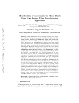 Identification of Abnormality in Maize Plants From UAV Images Using Deep
  Learning Approaches
