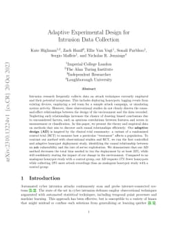 Adaptive Experimental Design for Intrusion Data Collection