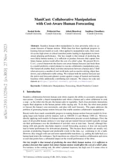 ManiCast: Collaborative Manipulation with Cost-Aware Human Forecasting