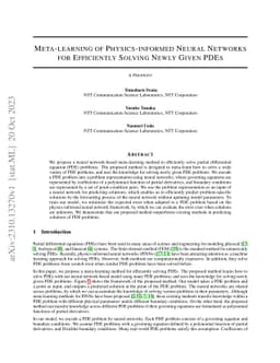 Meta-learning of Physics-informed Neural Networks for Efficiently
  Solving Newly Given PDEs
