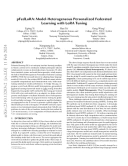 pFedLoRA: Model-Heterogeneous Personalized Federated Learning with LoRA
  Tuning