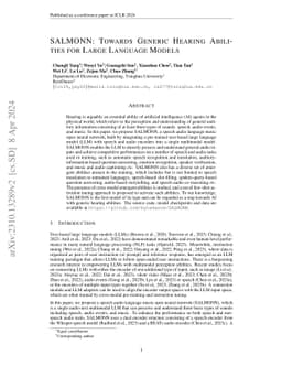 SALMONN: Towards Generic Hearing Abilities for Large Language Models