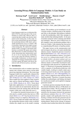 Assessing Privacy Risks in Language Models: A Case Study on
  Summarization Tasks