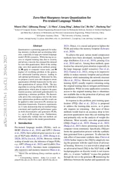 Zero-Shot Sharpness-Aware Quantization for Pre-trained Language Models