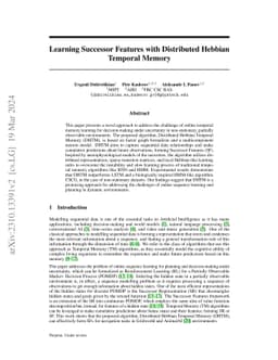 Learning Successor Features with Distributed Hebbian Temporal Memory