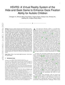 HSVRS: A Virtual Reality System of the Hide-and-Seek Game to Enhance
  Gaze Fixation Ability for Autistic Children