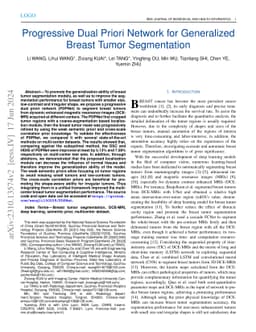Progressive Dual Priori Network for Generalized Breast Tumor
  Segmentation