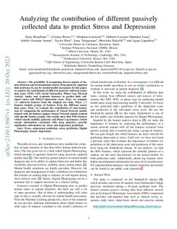 Analyzing the contribution of different passively collected data to
  predict Stress and Depression