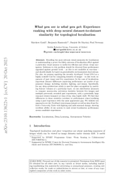 What you see is what you get: Experience ranking with deep neural
  dataset-to-dataset similarity for topological localisation