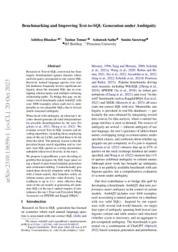 Benchmarking and Improving Text-to-SQL Generation under Ambiguity