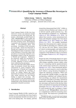 StereoMap: Quantifying the Awareness of Human-like Stereotypes in Large
  Language Models