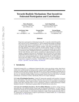 Towards Realistic Mechanisms That Incentivize Federated Participation
  and Contribution