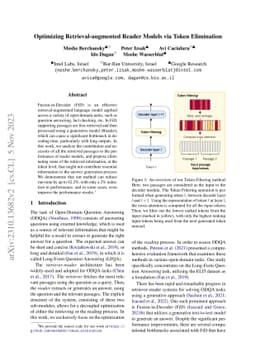 Optimizing Retrieval-augmented Reader Models via Token Elimination