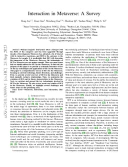 Interaction in Metaverse: A Survey