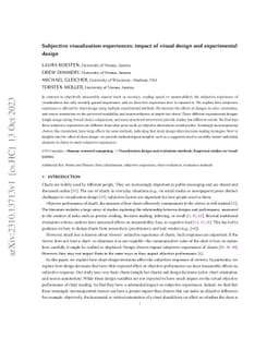Subjective visualization experiences: impact of visual design and
  experimental design