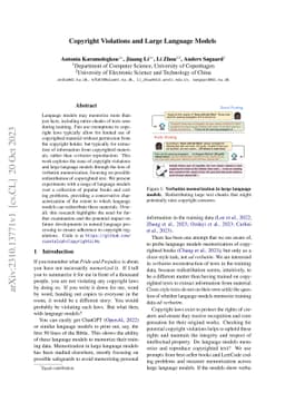 Copyright Violations and Large Language Models