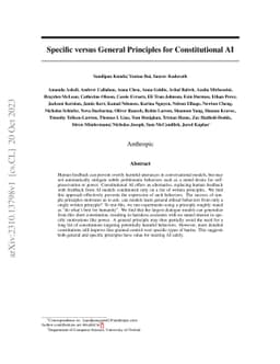 Specific versus General Principles for Constitutional AI