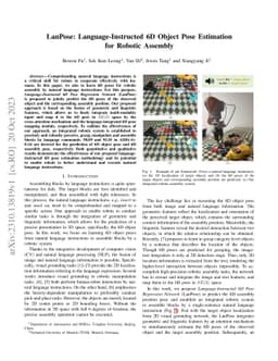 LanPose: Language-Instructed 6D Object Pose Estimation for Robotic
  Assembly