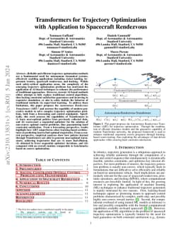 Transformers for Trajectory Optimization with Application to Spacecraft
  Rendezvous