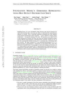 Foundation Model's Embedded Representations May Detect Distribution
  Shift