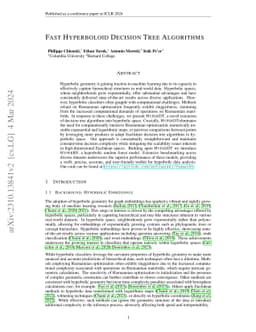 Fast hyperboloid decision tree algorithms
