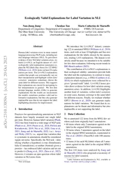Ecologically Valid Explanations for Label Variation in NLI