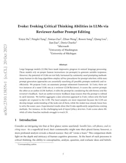 Evoke: Evoking Critical Thinking Abilities in LLMs via Reviewer-Author
  Prompt Editing