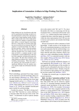Implications of Annotation Artifacts in Edge Probing Test Datasets