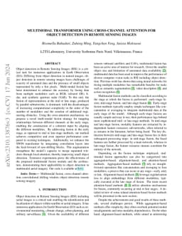 Multimodal Transformer Using Cross-Channel attention for Object
  Detection in Remote Sensing Images
