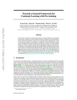 Towards a General Framework for Continual Learning with Pre-training