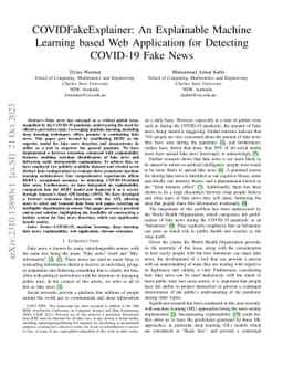 COVIDFakeExplainer: An Explainable Machine Learning based Web
  Application for Detecting COVID-19 Fake News