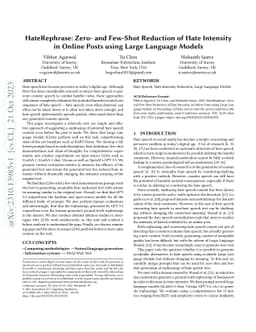 HateRephrase: Zero- and Few-Shot Reduction of Hate Intensity in Online
  Posts using Large Language Models