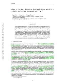 One is More: Diverse Perspectives within a Single Network for Efficient
  DRL