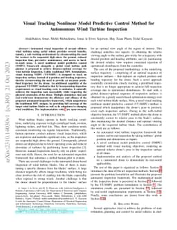 Visual Tracking Nonlinear Model Predictive Control Method for Autonomous
  Wind Turbine Inspection