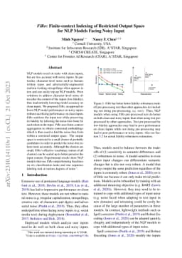 Finite-context Indexing of Restricted Output Space for NLP Models Facing
  Noisy Input