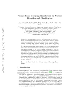 Prompt-based Grouping Transformer for Nucleus Detection and
  Classification