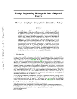 Prompt Engineering Through the Lens of Optimal Control