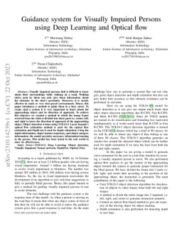 Guidance system for Visually Impaired Persons using Deep Learning and
  Optical flow