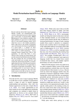 MoPe: Model Perturbation-based Privacy Attacks on Language Models