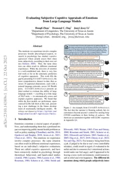 Evaluating Subjective Cognitive Appraisals of Emotions from Large
  Language Models