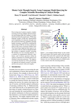 Monte Carlo Thought Search: Large Language Model Querying for Complex
  Scientific Reasoning in Catalyst Design